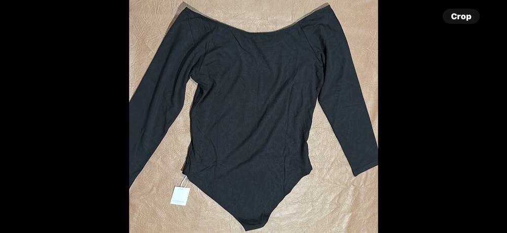 MANGO POP Women's Size XL Long Sleeve Bodysuit Black